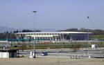 Freiburg, Teleblick vom Neuen Messplatz zum Stadionneubau des SC Freiburg, Feb.2021