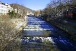 Freiburg, Blick vom Mariensteg auf die Dreisam fluaufwrts, Feb.2022