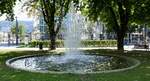 Freiburg, der Springbrunnen auf dem Fahnenbergplatz in der Innenstadt, Sept.2021