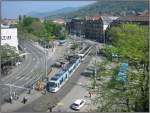 Blick auf den Bismarckplatz, einem zentralen Nahverkehrsknotenpunkt der Stadt Heidelberg.