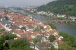 Heidelberger Altstadt, der Neckar und die Alte Brcke in Heidelberg.