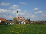 Steinhausen in Oberschwaben,  die Wallfahrtkirche wurde 1728-31 von den Brdern Domenikus und   Baptist Zimmermann erbaut und gilt als eines der grten   Meisterwerke des frhen Rokoko,  April 2010