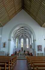 Wallfahrtskirche St.Johannes Baptist auf dem Bussen, Blick zum Chor und Altar, Aug.2012