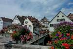 Riedlingen, Blick ber die Donaubrcke zur Altstadt, Aug.2012