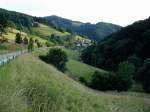 Blick auf St.Ulrich mit der Klosterkirche, schn gelegen im Mhlintal im Schwarzwald, Juli 2008 