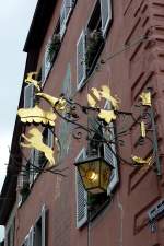 Staufen, historisches Gasthaus  Lwen  am Marktplatz, Sept.2012