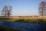 March-Buchheim, Blick ber die Dreisam auf den Ort in der Rheinebene, Mrz 2010