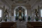 In Bad Krozingen die St.Alban Kirche, der Hochaltar am 18.03.2013 um 11:45h.