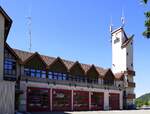 Waldkirch, in diesem Gebude ist die Freiwillige Feuerwehr untergebracht, Juli 2022