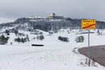 Stadtansicht von Waldenburg (Wrtt.) aus dem Gewerbepark Hohenlohe am 26.01.2021.