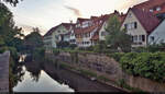 Huserzeile entlang der Metter – einem Nebenfluss der Enz – in Bietigheim-Bissingen.