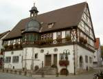 Rathaus von Grnsfeld, Zierfachwerkbau von 1579 (27.10.2014)