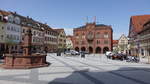 Tauberbischofsheim, Rathaus am Marktplatz, neugotisch erbaut von 1865 bis 1867 (15.04.2018)