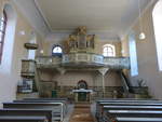 Bobstadt, Innenraum mit Steinmeyer Orgel in der Ev.