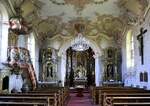 Griesheim, Blick zum Altar in der Kirche St.Nikolaus, Sept.2021