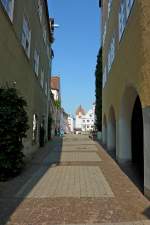 Isny, Blick vom Marktplatz in die Espantorstrae, Aug.2012