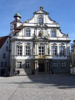 Wangen im Allgäu, Rathaus mit barocker Fassade, erbaut 1721 (20.02.2021)