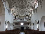 Aulendorf, Orgelempore mit Walcker Orgel in der kath.