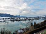 Waldshut, Sicht in Richtung Hochrhein und auf das Kernkraftwerk Leibstadt (Kanton Aargau, Schweiz) - 03.02.2015