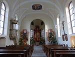 Gündelwangen, Altäre und Kanzel in der Maria Himmelfahrt Kirche, erbaut von 1732 bis 1735 (25.12.2018)