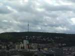 Ausblick vom Stuttgarter Bahnhofsturm auf die Innenstadt und den Fernsehturm (Aufnahme vom 04.04.09)