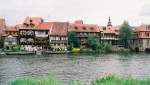 BAMBERG, 22.08.1998, Blick auf Klein Venedig am Linken Regnitzarm