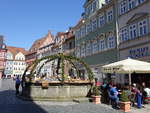 Coburg, geschmckter Spenglersbrunnen am Marktplatz (08.04.2018)