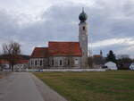 Heiligenstatt, Wallfahrtskirche Unschuldige Kinder, erbaut 1451, Kuppelturm erbaut 1702, Umbau im Stil des Rokoko 1734 (14.02.2016)