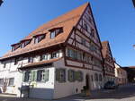 Wolframs-Eschenbach, Lammwirtshaus in der Hauptstrae, zweigeschossiger giebelstndiger Satteldachbau, erbaut 1411 (07.03.2021)