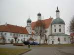 Klosterlechfeld, Wallfahrtskirche Maria Hilf, erbaut ab 1604, Langhaus erbaut von 1656 bis 1659 durch Karl Diez, 1690 bis 1691 Anbau von Seitenkapellen durch   Kaspar Feichtmayr, Kreis Augsburg