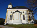 Ettenberg, Wallfahrtskirche Maria Heimsuchung, einschiffiger Bau mit eingezogener Apsis, erbaut von 1723 bis 1725 (10.11.2018)
