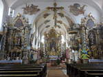 Arrach, sptbarocker Innenraum von 1752 in der Pfarrkirche St.