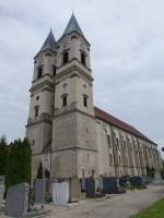 Klosterkirche Niederaltaich, erbaut von 1718 bis 1724 durch Jakob Pawanger, Nordturm von 1735 (25.05.2015)