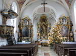 Mengkofen, barocke Kanzel und Altäre in der Pfarrkirche Mariä Verkündigung (26.12.2016)