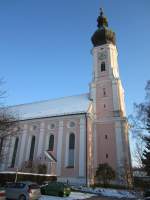 Wartenberg, Maria Geburt Kirche, erbaut von 1719 bis 1724 durch Baumeister Anton   Kogler (10.02.2013)