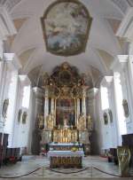 Wartenburg, Hochaltar und Chorfresko der Maria Geburt Kirche (10.02.2013)