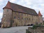 Wiesenthau, Renaissanceschloss, dreiflgelige Anlage mit vier Ecktrmen, erbaut im 16.