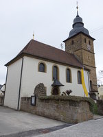 Pautzfeld, Maria Himmelfahrt Kirche, Chorturmkirche, Turm erbaut um 1500, Langhaus erbaut von 1710 bis 1711 (28.03.2016)