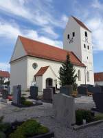 Unterschweinbach, Maria Himmelfahrt Kirche, romanische Chorturmanlage, erbaut im 13.