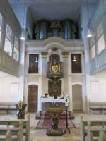 Cadolzburg, Altarwand mit Orgel der Markgrafenkirche St.