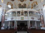 Gnzburg, Nonnenempore in der Frauenkirche, Doppelempore als westlicher Abschluss des Langhaus (28.02.2021)