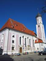 Burgau, Stadtpfarrkirche Maria Himmelfahrt, erbaut von 1789 bis 1791 durch Johann   Maurus, Frhklassizismus, Kreis Gnzburg (26.03.2012)