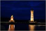 Abendansicht der Hafeinfahrt von Lindau.