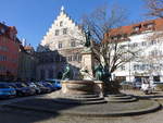 Lindau, Lindaviabrunnen und altes Rathaus am Reichsplatz (20.02.2021)