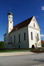 Pfarrkirche Mari Geburt Schieen, erbaut von 1681-1686 von Abt   Adalbert Rauscher vom Kloster Roggenburg, Stuck von Gaspare Mola, Landkreis Neu-Ulm (07.04.2011)