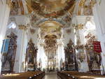 Roggenburg, Altre in der Klosterkirche Maria Himmelfahrt, Fresken und Altargemlde von Franz Martin Kuen, Deckengemlde von Waldemar Kolmsperger, Chorgesthl von Christoph Rodt,