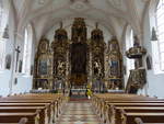 Sammarei, Altarwand von 1645 in der Wallfahrtskirche Maria Himmelfahrt, Altarbilder von Matthus Lettenpichler (20.10.2018)