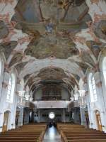 Frauenau, Orgelempore und Deckenfresko in der Maria Himmelfahrt Kirche (24.05.2015)