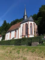 Unterebersbach, Wallfahrtskirche Maria Verkndigung, nachgotische Saalkirche, erbaut um 1600 (08.07.2018)
