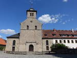 Klosterkirche Wechterswinkel, dreischiffige sptromanische Basilika, erbaut ab 1179 (08.07.2018)